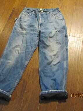 vtg carpenter fleece lined jeans Wear Guard med wash winter jeans 34x34 baggy